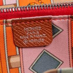 Pre Owned Hermes Gold Epsom Leather Silk'in Zip Around Wallet