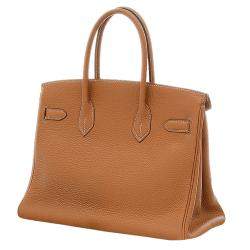 Hermes Gold Togo Leather Palladium Hardware Birkin 30 Bag 