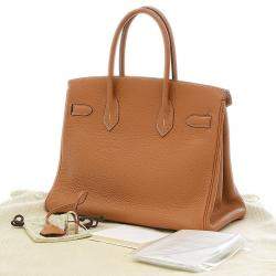 Hermes Gold Togo Leather Palladium Hardware Birkin 30 Bag 