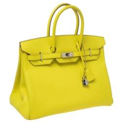 Hermes Lime Epsom Leather Palladium Hardware Birkin 35 Bag