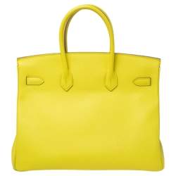 Hermes Lime Epsom Leather Palladium Hardware Birkin 35 Bag