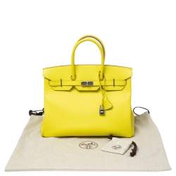 Hermes Lime Epsom Leather Palladium Hardware Birkin 35 Bag