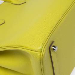 Hermes Lime Epsom Leather Palladium Hardware Birkin 35 Bag