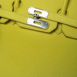 Hermes Lime Epsom Leather Palladium Hardware Birkin 35 Bag