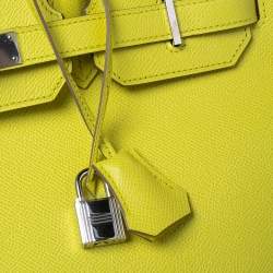 Hermes Lime Epsom Leather Palladium Hardware Birkin 35 Bag