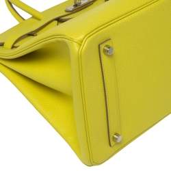Hermes Lime Epsom Leather Palladium Hardware Birkin 35 Bag