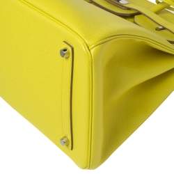 Hermes Lime Epsom Leather Palladium Hardware Birkin 35 Bag