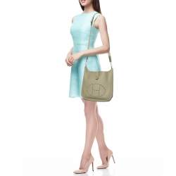 Pre Owned Hermes Sauge Taurillon Clemence Leather Evelyne III PM Bag