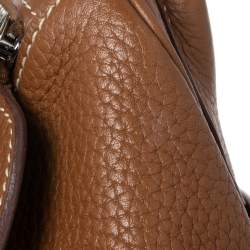 Pre Owned Hermes Gold Taurillon Clemence Leather Palladium Finished Lindy 34 Bag