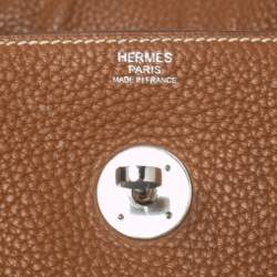 Pre Owned Hermes Gold Taurillon Clemence Leather Palladium Finished Lindy 34 Bag
