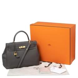 Hermes Etain Togo Leather Gold Plated Kelly Retourne 35 Bag