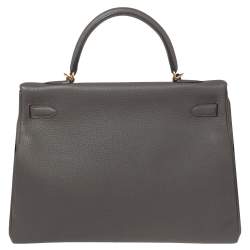 Hermes Etain Togo Leather Gold Plated Kelly Retourne 35 Bag