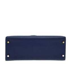 Pre Owned Hermes Blue Saphir Epsom Leather Gold Hardware Kelly Sellier 28 Bag