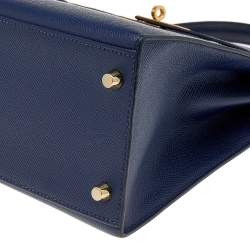 Pre Owned Hermes Blue Saphir Epsom Leather Gold Hardware Kelly Sellier 28 Bag