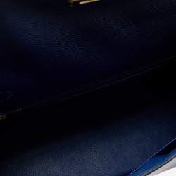 Pre Owned Hermes Blue Saphir Epsom Leather Gold Hardware Kelly Sellier 28 Bag