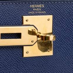 Pre Owned Hermes Blue Saphir Epsom Leather Gold Hardware Kelly Sellier 28 Bag