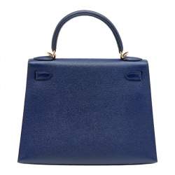 Pre Owned Hermes Blue Saphir Epsom Leather Gold Hardware Kelly Sellier 28 Bag