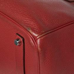 Hermes Rouge Piment Togo Leather Palladium Plated Birkin 35 Bag
