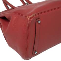 Hermes Rouge Piment Togo Leather Palladium Plated Birkin 35 Bag