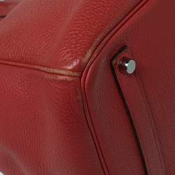 Hermes Rouge Piment Togo Leather Palladium Plated Birkin 35 Bag