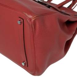 Hermes Rouge Piment Togo Leather Palladium Plated Birkin 35 Bag