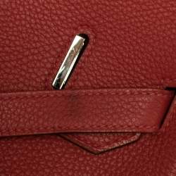 Hermes Rouge Piment Togo Leather Palladium Plated Birkin 35 Bag