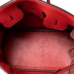 Hermes Rouge Piment Togo Leather Palladium Plated Birkin 35 Bag