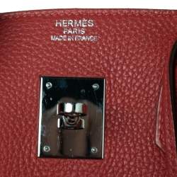 Hermes Rouge Piment Togo Leather Palladium Plated Birkin 35 Bag