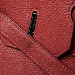 Hermes Rouge Piment Togo Leather Palladium Plated Birkin 35 Bag