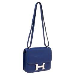Pre Owned Hermès Bleu Electric Swift Leather Palladium Hardware Constance 18 Bag