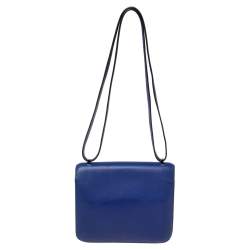 Pre Owned Hermès Bleu Electric Swift Leather Palladium Hardware Constance 18 Bag