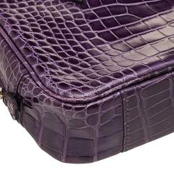 Pre Owned Hermes Amethyst Shiny Alligator Plume Elan 22 Bag