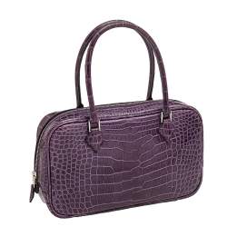 Pre Owned Hermes Amethyst Shiny Alligator Plume Elan 22 Bag