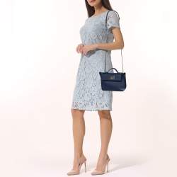 Pre Owned Hermes Bleu Encre Evercolor and Swift Leather Palladium Hardware 24/24 21 Bag