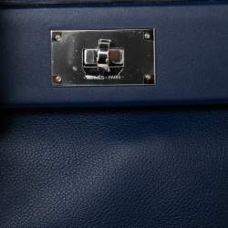 Pre Owned Hermes Bleu Encre Evercolor and Swift Leather Palladium Hardware 24/24 21 Bag