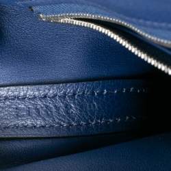 Pre Owned Hermes Bleu Encre Evercolor and Swift Leather Palladium Hardware 24/24 21 Bag
