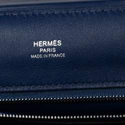 Pre Owned Hermes Bleu Encre Evercolor and Swift Leather Palladium Hardware 24/24 21 Bag