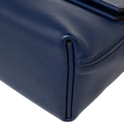 Pre Owned Hermes Bleu Encre Evercolor and Swift Leather Palladium Hardware 24/24 21 Bag