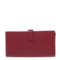 Pre Owned Hermés Rose Imperial Epsom Leather Bearn Gusset Wallet