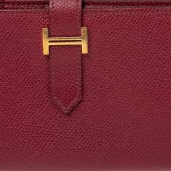 Pre Owned Hermés Rose Imperial Epsom Leather Bearn Gusset Wallet