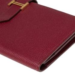 Pre Owned Hermés Rose Imperial Epsom Leather Bearn Gusset Wallet