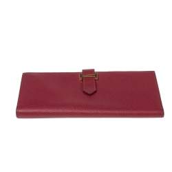 Pre Owned Hermés Rose Imperial Epsom Leather Bearn Gusset Wallet