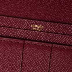 Pre Owned Hermés Rose Imperial Epsom Leather Bearn Gusset Wallet