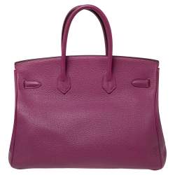 Pre Owned Hermes Tosca Togo Leather Special Order Gold Finished Birkin 35 Bag