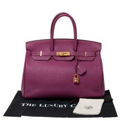 Pre Owned Hermes Tosca Togo Leather Special Order Gold Finished Birkin 35 Bag