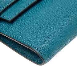 Hermes Vert Bosphore Chevre Mysore Leather Kelly Classic Wallet