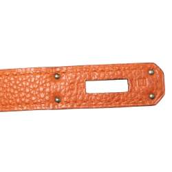Pre Owned Hermes Orange Togo Leather Palladium Hardware Kelly Retourne 35 Bag