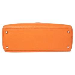 Pre Owned Hermes Orange Togo Leather Palladium Hardware Kelly Retourne 35 Bag