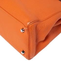 Pre Owned Hermes Orange Togo Leather Palladium Hardware Kelly Retourne 35 Bag