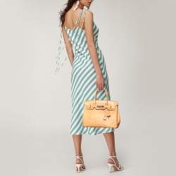 Pre Owned Hermes Tabac Camel Ostrich Palladium Plated Birkin 30 Bag